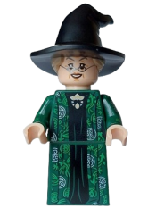 LEGO Professor Minerva McGonagall - Dark Green Robe over Black Dress, Hat with Hair, Printed Arms minifigure