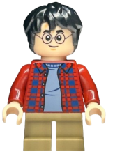 LEGO Harry Potter - Dark Red Plaid Flannel Shirt, Dark Tan Short Legs minifigure