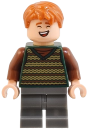 LEGO George Weasley - Dark Green Striped Sweater, Dark Bluish Gray Medium Legs minifigure