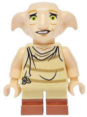 LEGO Dobby (Elf) - Light Nougat, Open Mouth Worried, Reddish Brown Boots set