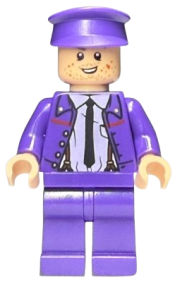 LEGO Stanley (Stan) Shunpike - Knight Bus Conductor Uniform with Black Tie and Lavender Shirt set