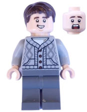LEGO Neville Longbottom - Light Bluish Gray Knit Cable Cardigan Sweater, Dark Bluish Gray Legs set