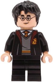 LEGO Harry Potter - Gryffindor Robe Open, Black Medium Legs, Hair Thick and Messy set