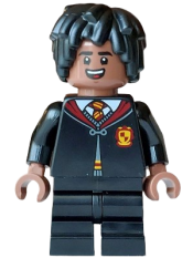 LEGO Lee Jordan - Gryffindor Robe Clasped, Black Medium Legs, Hair Short Layered Mop Top set