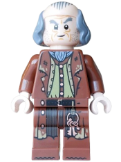 LEGO Argus Filch - Bald on Top, Reddish Brown Coat, Dark Tan Vest, Olive Green Shirt set