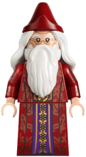 LEGO Albus Dumbledore - Dark Red Robe with Copper Leaves, White Hair, Printed Arms set