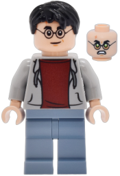 LEGO Harry Potter - Light Bluish Gray Hoodie Open, Sand Blue Legs, Grin / Possessed, Lime Eyes set