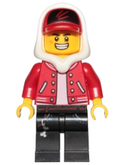 LEGO Jack Davids - Red Jacket with Cap and Hood (Large Smile / Grumpy) minifigure