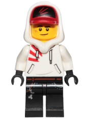 LEGO Jack Davids - White Hoodie with Cap and Hood (Lopsided Smile / Scared) minifigure
