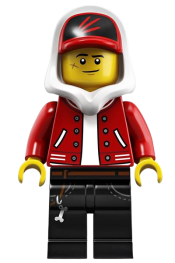 LEGO Jack Davids - Red Jacket with Cap and Hood (Lopsided Smile / Scared) minifigure