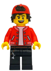 LEGO Jack Davids - Red Jacket with Backwards Cap (Open Mouth Smile / Scared) minifigure