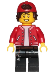 LEGO Jack Davids - Red Jacket with Backwards Cap (Large Smile with Teeth / Angry) minifigure