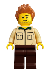 LEGO Dad, Stubble, Shirt with Dark Green Collar, Medium Nougat Hair Spiked minifigure