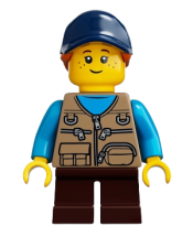 LEGO Girl, Freckles, Dark Tan Vest Over Dark Azure Shirt, Dark Blue Cap minifigure