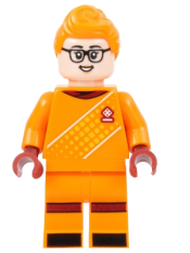 LEGO Soccer Goalie, Female, Orange Uniform, Light Nougat Skin, Orange Hair minifigure
