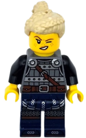 LEGO Viking Shield-Maiden - Dark Bluish Gray and Silver Armor, Dark Blue Legs with Trim, Tan Hair minifigure