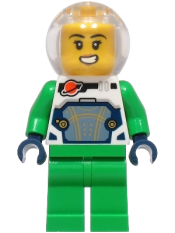 LEGO Astronaut - Female, White Spacesuit with Bright Green Arms, Bright Green Legs, Trans-Clear Fishbowl Helmet set
