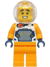 LEGO Astronaut - Male, White Spacesuit with Bright Light Orange Arms, Bright Light Orange Legs, Trans-Clear Fishbowl Helmet set