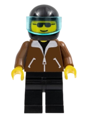 LEGO Jacket Brown - Black Legs, Black Helmet, Trans-Light Blue Visor minifigure