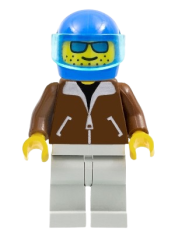 LEGO Jacket Brown - Light Gray Legs, Blue Helmet, Trans-Light Blue Visor minifigure