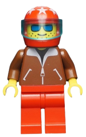 LEGO Jacket Brown - Red Legs, Red Helmet 7 White Stars, Trans-Light Blue Visor, Blue Sunglasses minifigure