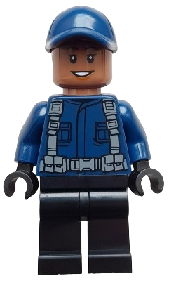 LEGO ACU Guard / Driver - Female, Dark Blue Cap, Black Legs, Smile minifigure