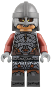 LEGO Orc - Medium Nougat Head, Pearl Dark Gray Armor and Helmet, Dark Red Arms set