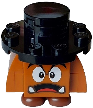 LEGO Goomba (Black Interior Pieces) - Surprised, Black Hat minifigure