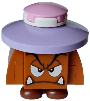 LEGO Goomba (Black Interior Pieces) - Angry, Eyelids, Lavender Hat minifigure