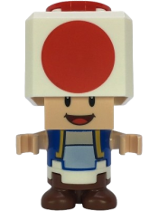 LEGO Toad - Happy, Open Mouth, Black Hinge Top Plate, Light Bluish Gray Hinge Brick and Tan 2 x 2 Plate set