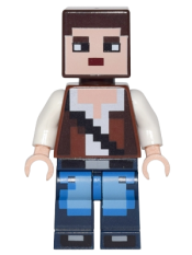 LEGO Minecraft Skin 3 - Pixelated, Reddish Brown Vest with Strap and Blue Jeans minifigure