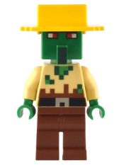 LEGO Zombie Villager - Tan Torso, Yellow Hat minifigure