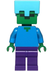 LEGO Zombie - Dark Purple Legs, Medium Azure Helmet minifigure