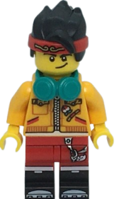 LEGO Monkie Kid - Bright Light Orange Closed Jacket, Dark Turquoise Headphones minifigure