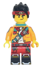 LEGO Monkie Kid - Bright Light Orange Open Jacket with Shoulder Strap, Dark Turquoise Neck Bracket and Clip minifigure