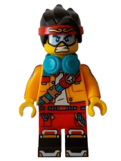 LEGO Monkie Kid - Bright Light Orange Open Jacket with Shoulder Strap, Dark Turquoise Headphones minifigure