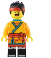 LEGO Monkie Kid - Bright Light Orange Robe, Dark Turquoise Neck Bracket and Clip, Angry / Happy minifigure