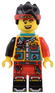 LEGO Monkie Kid - Bright Light Orange 5th Anniversary Shirt, Dark Turquoise Neck Bracket and Clip minifigure