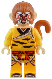 LEGO Monkey King - Bright Light Orange Robe, Black Animal Stripes, Red Sash, White Mask minifigure