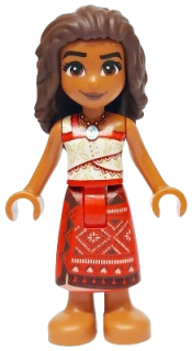 LEGO Moana (Sienna) - Mini Doll, Red and White Top, Red Long Skirt, Dark Brown Hair set