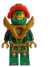 LEGO Aaron - Pearl Gold Armor, Trans-Neon Orange Visor, Clip on Back minifigure