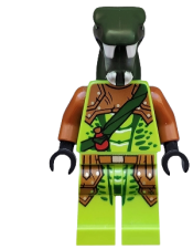 LEGO Zoltar - Serpentine Snake Warrior, Lime with Scales, Dark Orange Armor Coverings, Dark Green Strap with Red Vial set