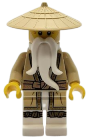 LEGO Wu Sensei - Legacy, Tan Robe, Braided Ponytail set