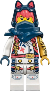 LEGO Sora - White and Coral Racing Suit, Dark Blue Hood set