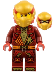 LEGO Kai - Dragons Rising, Tunic with Shoulder Armor, Red and Pearl Gold Head Wrap set