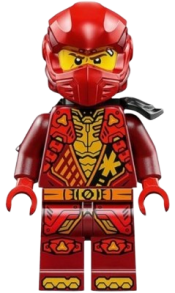 LEGO Kai - Dragons Rising, Tunic with Shoulder Armor, Dark Red and Red Head Wrap, Scabbard set