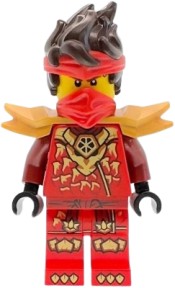 LEGO Kai - Dragons Rising, Tunic with Dragon Head, Hair, Wide Pearl Gold Shoulder Armor set