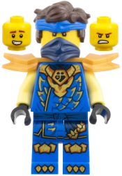 LEGO Jay - Dragons Rising, Tunic with Dragon Head, Hair, Wide Pearl Gold Shoulder Armor set