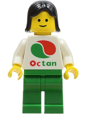 LEGO Octan - White Logo, Green Legs, Black Female Hair minifigure