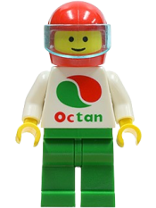 LEGO Octan - White Logo, Green Legs, Red Helmet, Trans-Light Blue Visor minifigure